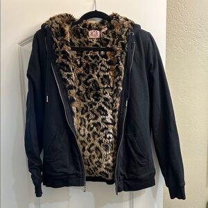Vintage Juicy Couture Black/Leopard Print Hoodie